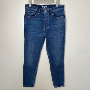 ReDone Originals 90s High Rise Ankle Crop Jeans in Mid 70s Size 29 Button Fly
